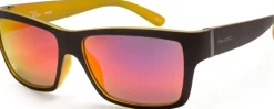 BLOC Riser Sunglasses - Matt Black-Yellow Red Mirror