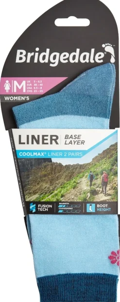 Bridgedale Womens Coolmax Liner Socks - Twin Pack - Sky