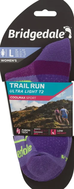 Bridgedale Womens TRAIL RUN Ultralight T2 Coolmax Sport Low Socks - Purple