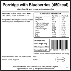 Expedition Foods Porridge with Blueberries - 450kcal