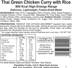 Expedition Foods Thai Green Chicken Curry with Rice - 800kcal