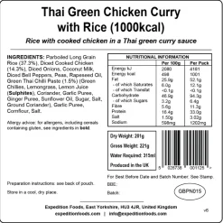 Expedition Foods Thai Green Chicken Curry with Rice - 1000kcal
