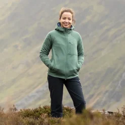 Fjallraven Womens Abisko Grid Fleece Hoodie - Patina Green