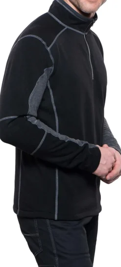 Kuhl Mens Revel 1/4 Zip Fleece - Black-Steel