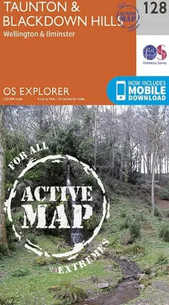 OS Explorer - Active Map 128 - Taunton and Blackdown Hills