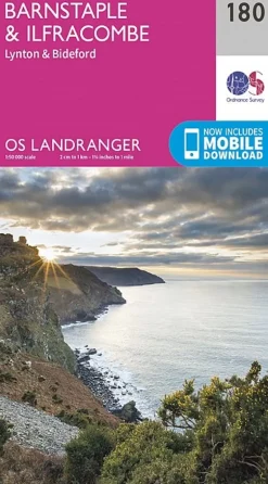 OS Landranger Map 180 - Barnstaple and Ilfracombe Lynton and Bideford