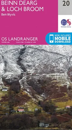 OS Landranger Map 20 - Beinn Dearg and Loch Broom Ben Wyvis