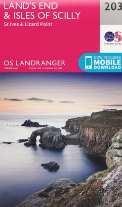 OS Landranger Map 203 - Lands End and Isles of Scilly - St Ives and Lizard Point
