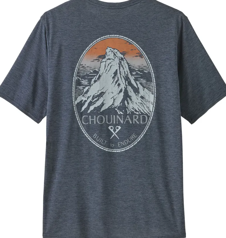 Patagonia Mens Cap Cool Daily Graphic Shirt - Lands - Chouinard Crest-Smolder Blue X-Dye