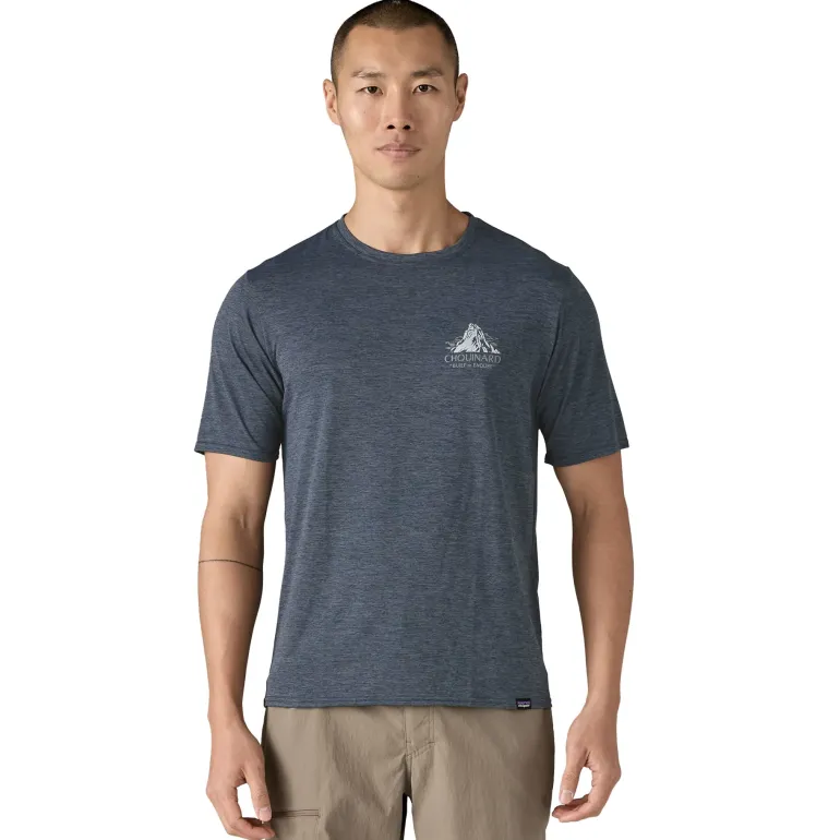 Patagonia Mens Cap Cool Daily Graphic Shirt - Lands - Chouinard Crest-Smolder Blue X-Dye