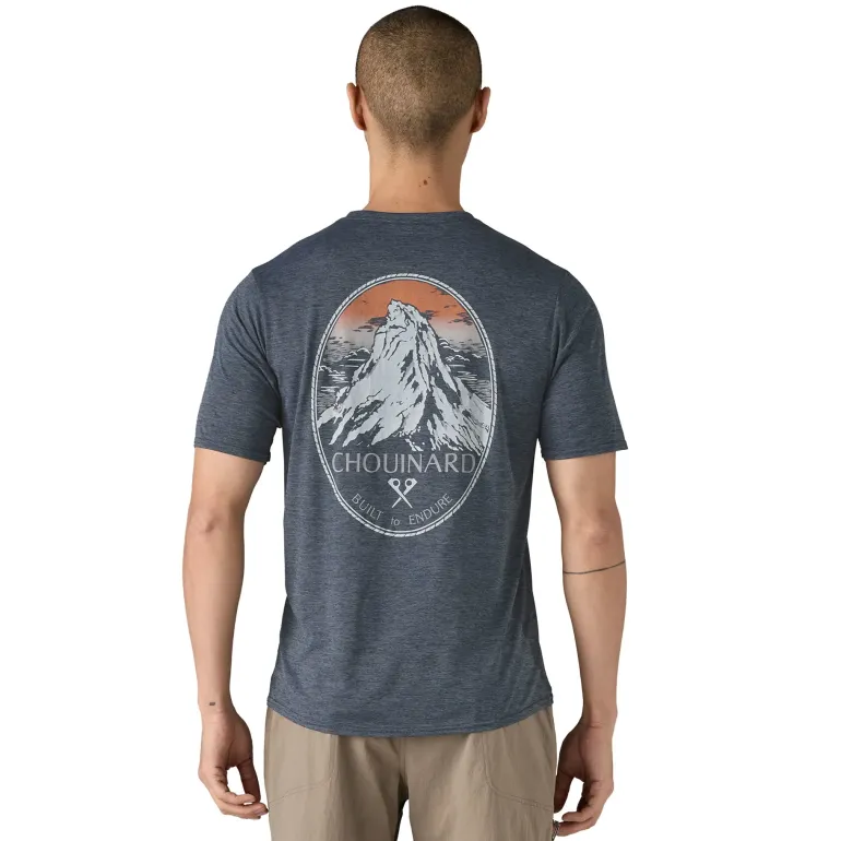 Patagonia Mens Cap Cool Daily Graphic Shirt - Lands - Chouinard Crest-Smolder Blue X-Dye