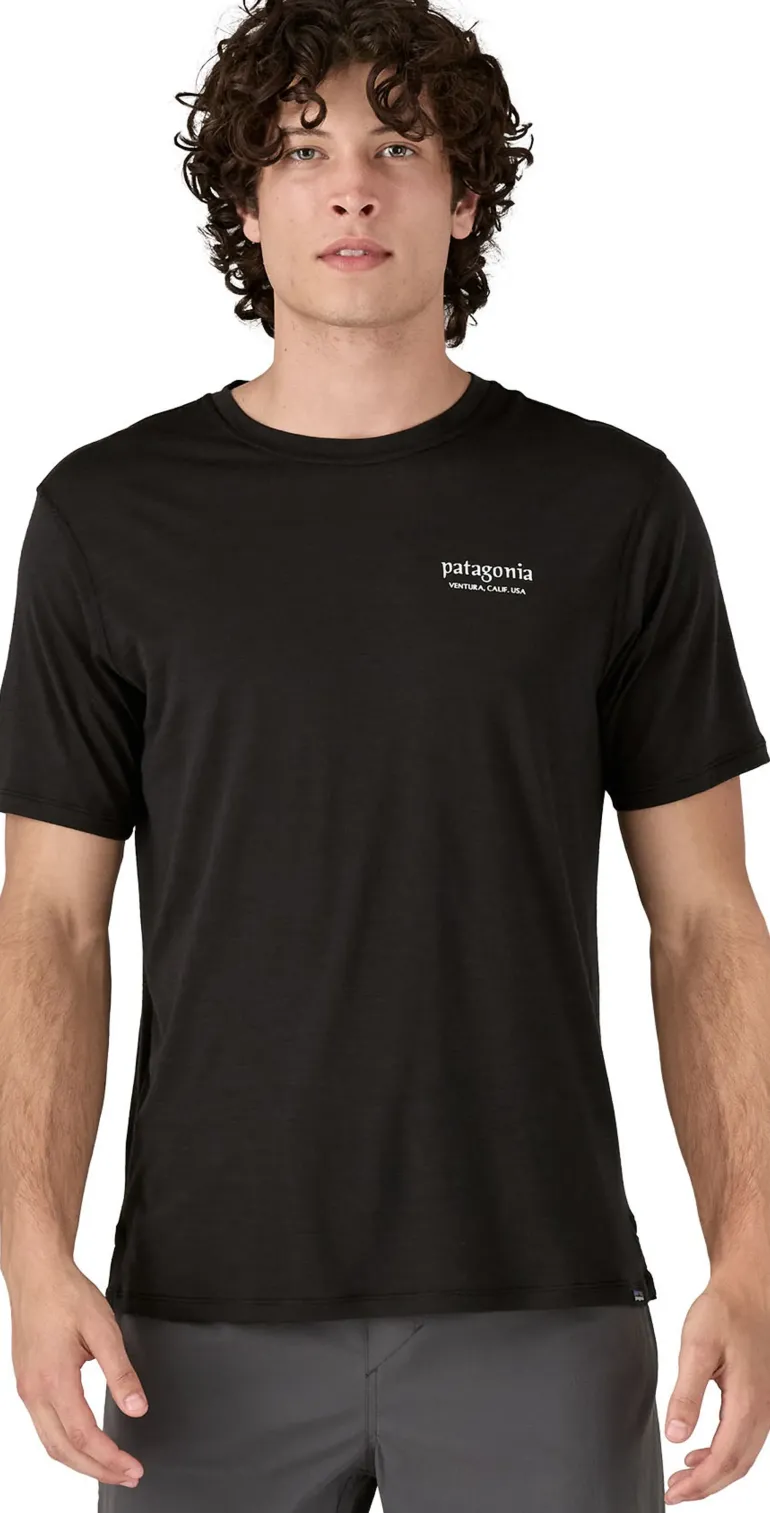 Patagonia Mens Cap Cool Merino Graphic Shirt - Heritage Header-Black