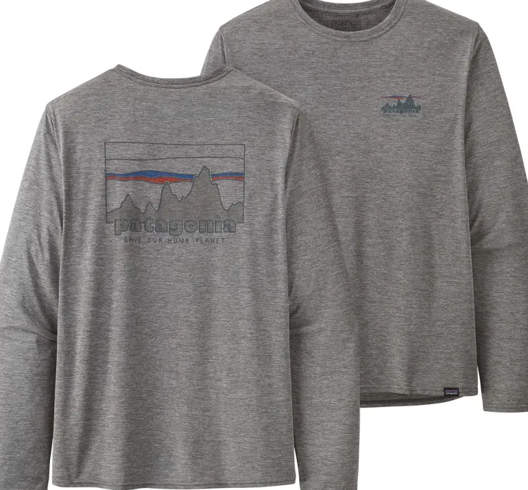Patagonia Mens Long Sleeved Cap Cool Daily Graphic Shirt - 73 Skyline-Feather Grey