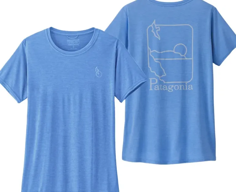 Patagonia Womens Cap Cool Daily Graphic Shirt - Waters - Swelldrifter-Abundant Blue X-Dye