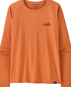Patagonia Womens Long Sleeved Cap Cool Daily Graphic Shirt - 73 Skyline-Rock Melon X-Dye